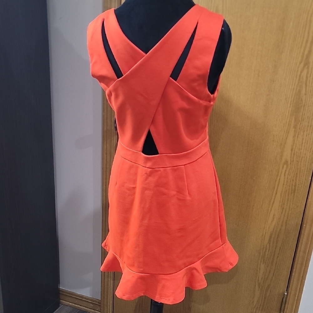Adelyn Rae Bold Orange Cross-Strap Mini Dress - Picture 6 of 9